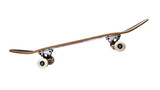 Wooden skateboard with silver trucks and white wheels