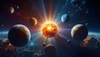 © ardhi - Cosmic view of planets circling a bright stellar object