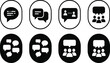 © ukil - Collection of black communication and discussion icons in oval frames