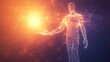 © Kristina - Human figure glows above hand to show customer centric design and support in digital work environment
