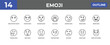 © IconArt - outline emoji icons set - emoji without mouth, pouting emoji, silent editable vector for web and mobile ui