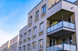 © kittyfly - fragments modern multi-storey residential buildings European city, high-rise apartments, urban architecture, Contemporary residential design integrates private outdoor space, high-density environments