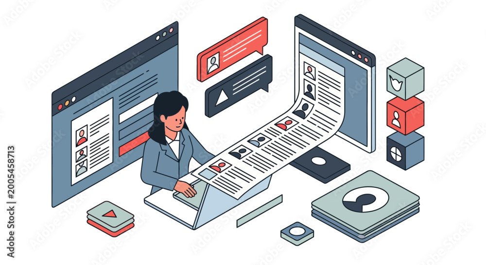 HR Professional Screening Digital Resumes and Job Applications Stock ...