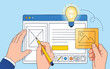 © MAUNG - Creative UI UX Design Process with Hands Sketching Wireframe and Idea Light Bulb