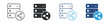 © Icon Atelier - Data sharing server icon set. database stack with network share symbol. cloud storage and connectivity concept. vector illustration.
