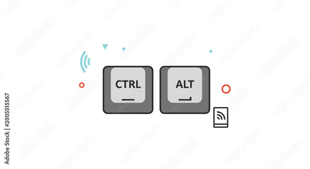 Close up view of the control and alt computer keyboard keys represented ...