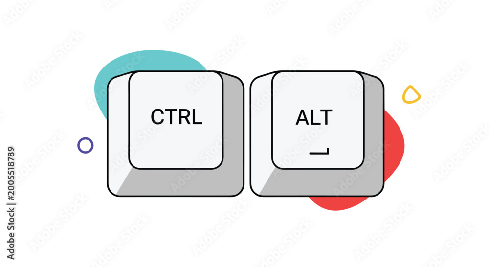 Graphic illustration of CTRL and ALT computer keyboard keys on a ...