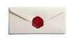 © 3D icon - A sealed white envelope with a red wax stamp on a plain background