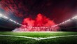 © Sylvia - red smoke and green grass in football or soccer stadion background for sport commercials