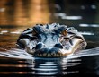 © Kerry - the alligator floating in the water balanced symmetry expressive facial features contrast focused photos