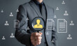 © kobita Art - Human resources professional using magnifying glass to find best candidate for recruitment and hiring.