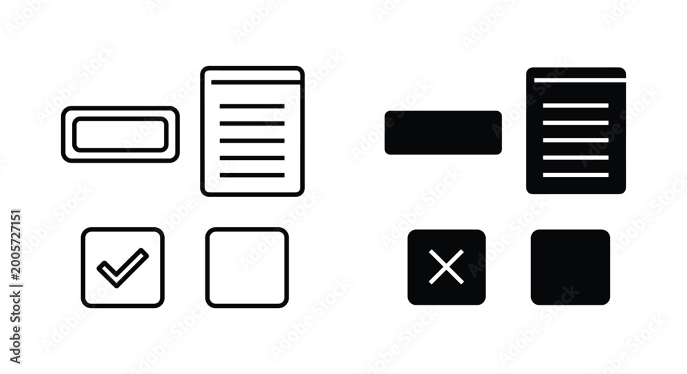 Checklist and form icons with input field and status Stock Vector ...