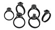 © Komla02 - set of engagement rings with diamond silhouettes silhouette high quality professional detailed modern elegant stylish clean crisp vibrant