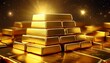 © Sondra - shiny gold bars precious ingot stack wealth success luxury background