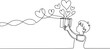 © jinnatun - Single one line drawing the boy brought a gift box from which lots of hearts came out to the top. Symbolism of infinite love. one line icon drawing vector