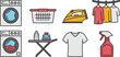 © Priyom - Laundry and Cleaning Supplies Flat Icons washing machine