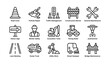 © Cali6ro - Road maintenance icons showing construction and traffic on white