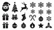 © Ela Maheswari - Set of black Christmas holiday icons and festive design elements.
