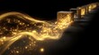 © fakii - Glowing energy flows through open cubes in a line