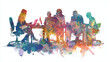 © Charoen - Watercolor silhouette of a business team in an office meeting