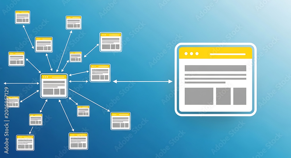 Interconnected Web Pages Conceptual Illustration of Web Network Structure with Interconnected ...