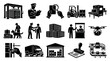 © Imsuniyah - Warehouse and logistics icons: shipping, security, delivery, drone, forklift