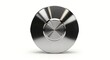 © Image - A close-up photograph of a modern stainless steel knob with a reflective shiny surface and concentric circular design details