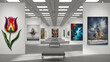 © Growong - Modern Art Gallery Display Featuring Diverse Paintings and Sculptural Elements