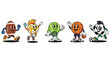 © Amina - Set of colorful sport ball character mascots with classic vintage cartoon style design.