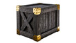 © Finn - Dark wooden crate with brass corner protectors, isolated on transparent background