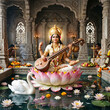 © Deepa - Goddess Saraswati Playing the Veena Inside an Ancient Hindu Temple