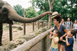 © Farantsa - Mother and Children Watching Elephants at Zoo Enclosure
