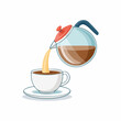 © ardian - Coffee being poured from a glass pot into a white cup and saucer