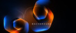 © antishock - Abstract geometric shapes, vibrant blue, orange hues. Dark background creates dynamic visual effect. Modern design elements present.