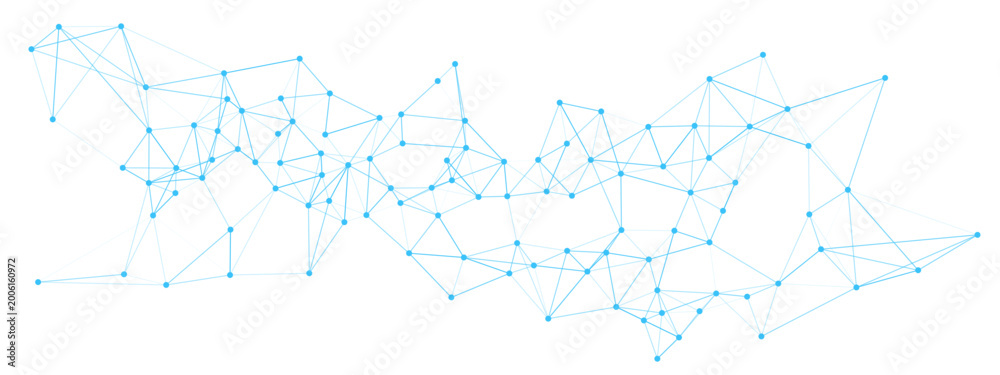 Abstract digital network background with interconnected blue dots and ...