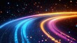 © Almaheera - Abstract flowing data stream background with colorful glowing particles lights