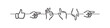 © Ірина Гринюк - Vector icons of various hand gestures in a clean, hand-drawn outline style, including a thumbs up, OK sign, and pointing fingers in different directions.