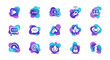 © Mur - Collection of modern abstract icons on blue and purple liquid gradient shapes