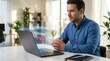 © Masque - Person participating in an online e-learning webinar and internet lesson.