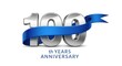 © Ramim - 100 years anniversary with blue ribbon century mark white background graphic design number one hundred anniversary