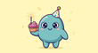 © Kelik - Cartoon blue character with cupcake.