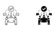 © saijid stock - Team consensus and decision making process icon set in flat outline and solid style representing agreement approval and collaborative communication in professional business meeting environments
