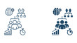 © SAIJID - Team leadership and brain storming organizational icons set with growth charts and time management for efficient corporate hierarchy and strategic planning in outline and solid styles