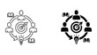 © SAIJID - People around circular target with light bulb and book icons representing learning and strategic goal attainment concept vector illustration with outline and solid styles on white background