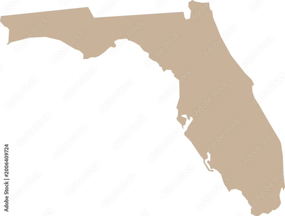 Florida State Isolated Map Illustration Cartography Brown Illustration ...