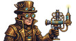 © Masand - Steampunk inventor holding a complex mechanical device.