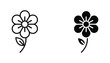 © Smooth - Simple flower blossom icon set with outline and solid black silhouette variants for botanical graphic design and nature branding