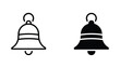 © Smooth - Hand bell icon set with outline and solid black silhouette variants for notification and alert design elements in user interface projects