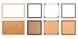 © Sensvector - Empty frames and cork boards set in rectangular and square shapes. Vector planks for content in office or home environment. Wood, metal and plastic designs for presentation and decoration