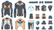© AI PIC - Futuristic Sportswear Design Featuring Orange and Blue Variants of Hightech Gear and Accessories